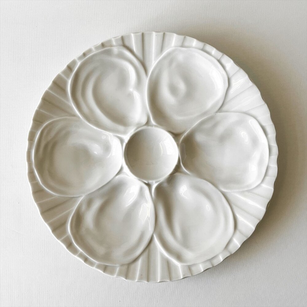 Vintage Pillivuyt France Oyster Plate White Porcelain Cottage Core Traditional